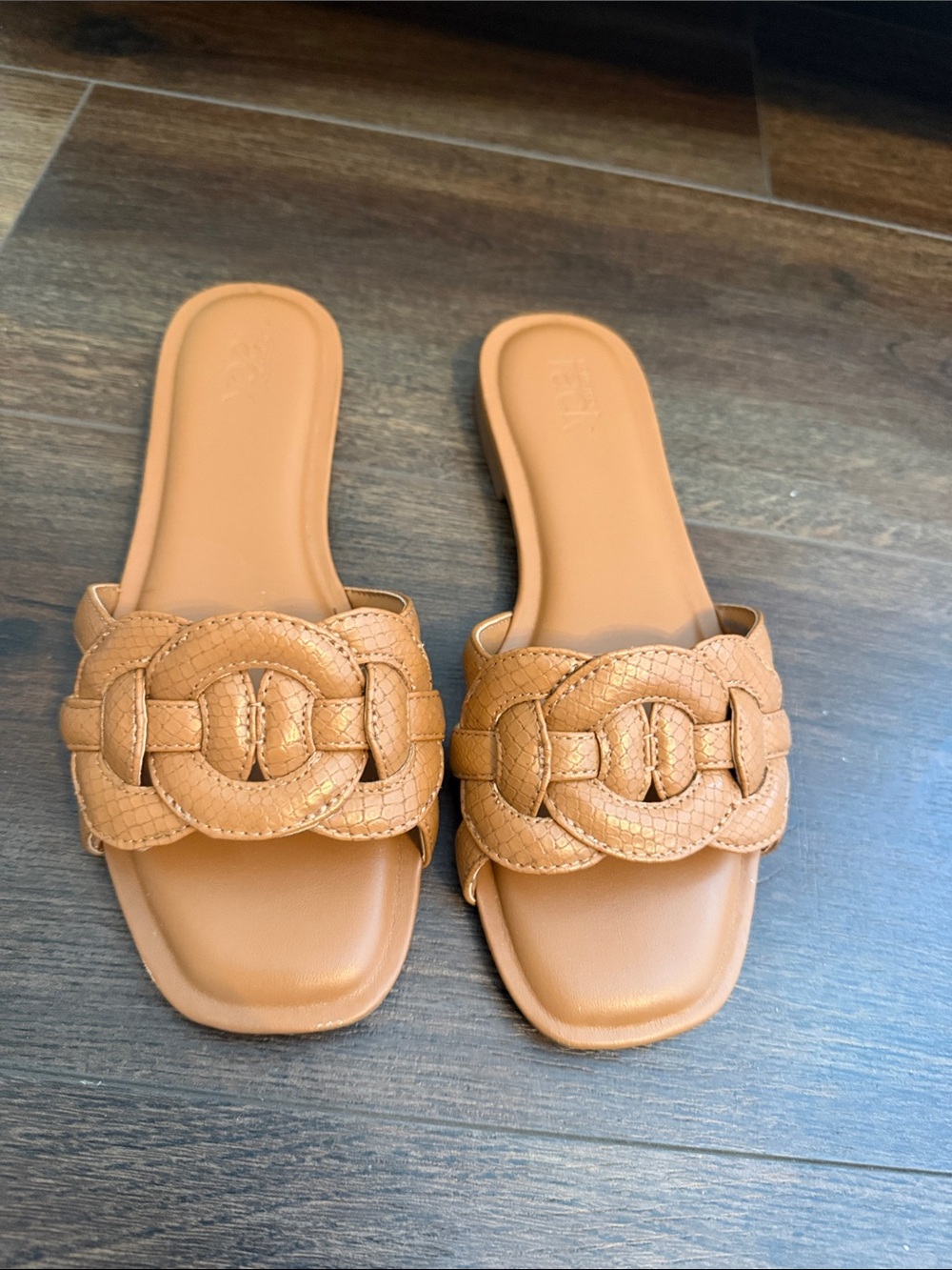 Nordstrom Tan Braided Leather Slide Mules